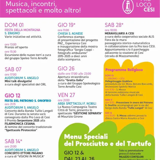 Programma giugno cesano 2025
